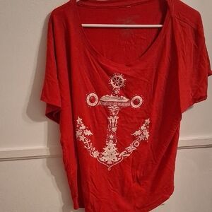 Disney Red Nautical Anchor Women's Tee